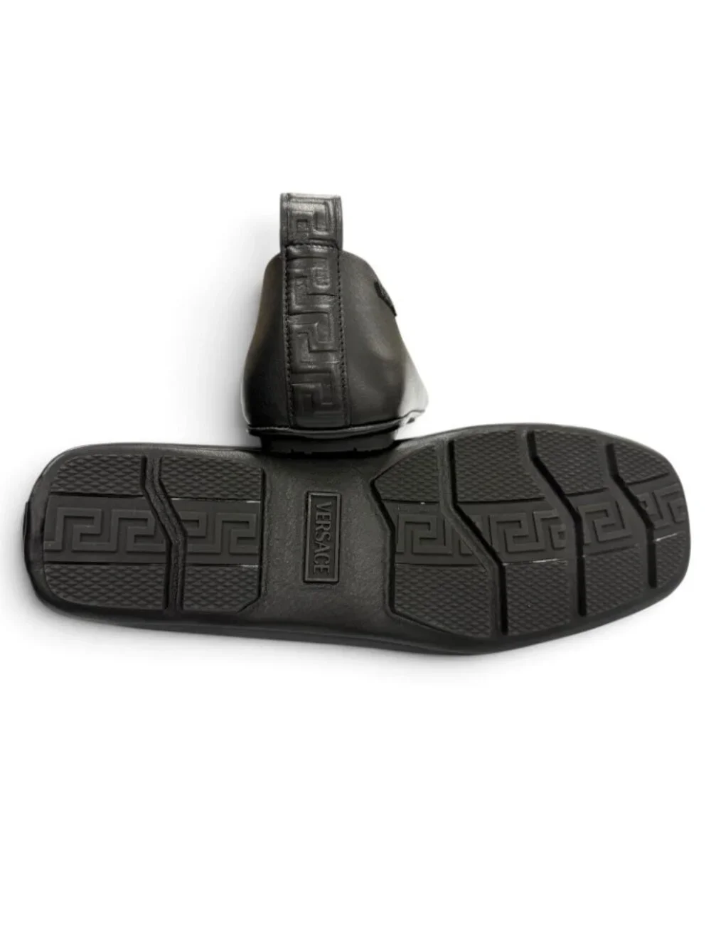 Versace Villa Leather Logo with Driving Shoes Slippon Black